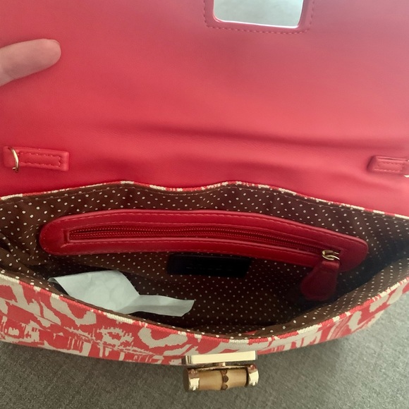 Chicos red and white patterned clutch bag - Picture 5 of 9